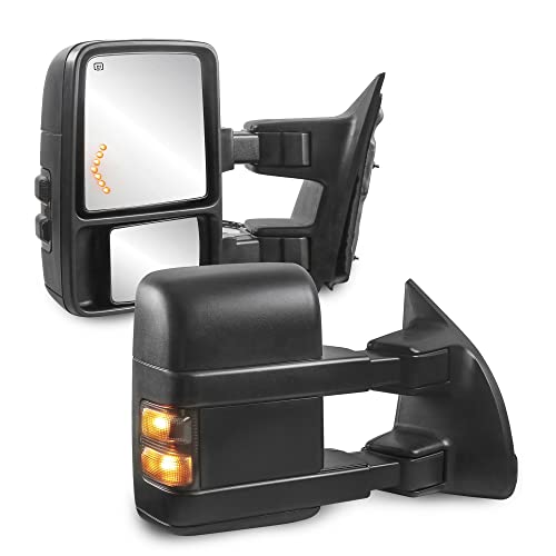 MOSTPLUS Towing Mirror Compatible with 1999 2000 2001 2002 2003 2004 2005 2006 2007 Ford F250 F350 F450 F550 Super Duty Power Heated Mirror w/Led Turn Light (Set of 2) by MOSTPLUS - Used condition - US$107.68