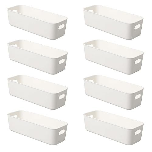 Consejos para Comprar Contenedores de oficina - solo los mejores. 43 Poicbor Contenedor de Almacenamiento Pequeño, Apilable, Duradero, Multiusos, Blanco, Plástico, 8 Unidades, Ideal para Cocina, Baño y Oficina en Casa