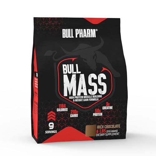Image of Bull Mass Muscle Gainer Protein Powder (9 Servings) | Increased Athletic performance | Strength | Weight Gain | Lean Muscle | FSSAI Approved (Rich Chocolate, 6 Lbs)