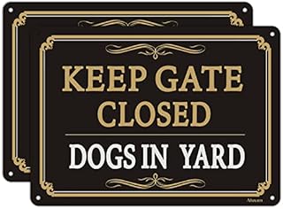 Keep Gate Closed Signs Dogs in Yard Signs 25x18cm Keep Gate Shut Dog Yard Sign Metal Reflective Aluminum Anti UV Protected Waterproof Durable Easy to Install Indoor & Outdoor Use 2 pack