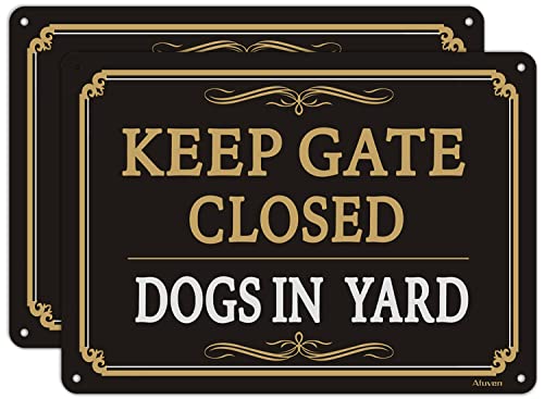 2 Pack Keep Gate Closed Signs Dogs In Yard Sign Metal Reflective Beware Of Dog Sign Warning Dog Sign 10