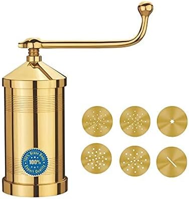 WSK Classic Brass Kitchen Press Sev Sancha | Chakali Maker | Murukku Janthikulu Maker | Gathiya Maker | Bhujiya Maker | Farsan Maker | Snackes Maker Machine with 6 Jali Numer 500 Gm