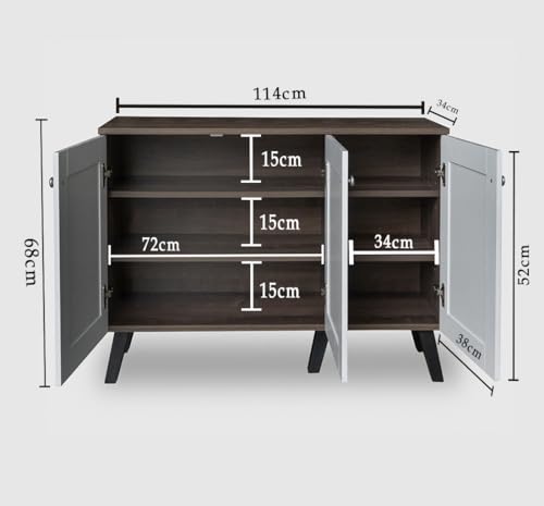 Image of LERIMO 3-Door Engineered Wood Shoe Rack, 6-Tier Wooden Shoe Rack for Entryway, Shoe Storage Cabinet with Doors Adjustable Shelves, Wooden Shoes Rack Organizer (Wotan Oak-White, 3 Door)