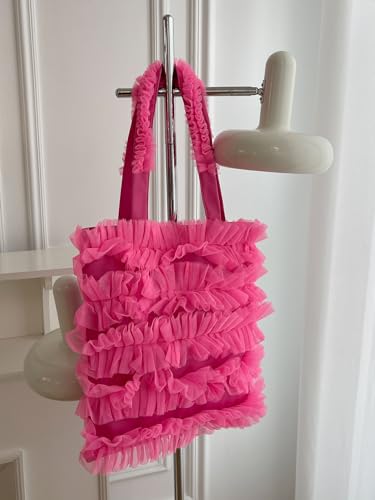 Verdusa Women’s Y2K Ruffle Trim Square Tote Bags Double Handle Shoulder Handbags 5
