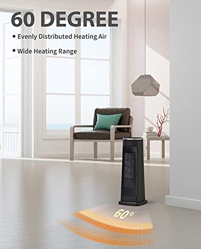Amilire Electric Space Heater Fan,1500W Indoor Fast Heating Tabletop Programmable Thermostat, Remote & Led Display Control, Wide Oscillation, Over-Heating & Tip-Over Protection, Adjustable 12H Timer (Black) #TOP2