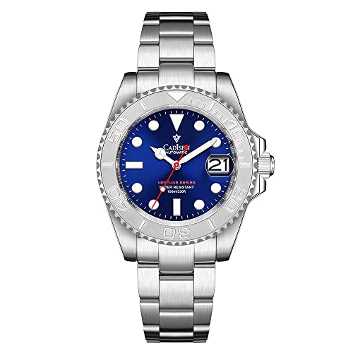 CADISEN Automatik Uhr Herren Mit Gangreserve Saphirglas Wasserdicht Armbanduhr Uhren Männer (Blau)