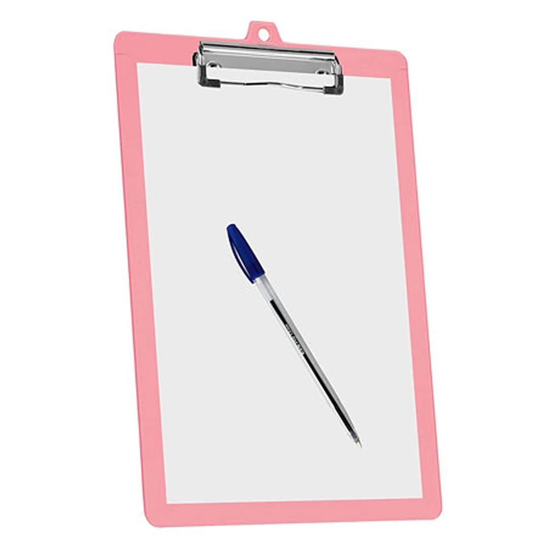 Acrimet Confezione da 3 Cartelline Formato Lettera A4 (34 x 24 cm) con Clip a Basso Profilo e Righelli Laterali, Plastica Resistente per Ufficio, Scuola, Uso Domestico - Colore Rosa