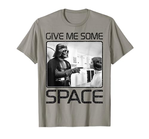 T-shirt Star Wars Darth Vader et Princess Leia en coton noir pour fan