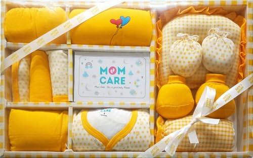 MOM CARE Newborn Baby Gift Set Has All Newborn Baby Essential Clothes in Baby Gift Set for or Girls Unisex 11 pcs Yellow