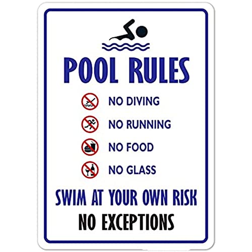 Señales para piscinas | Letrero De Reglas De Piscina De 20 X 30 Cm, Decoración Al Aire Libre, Preperforado, Fácil De Montar