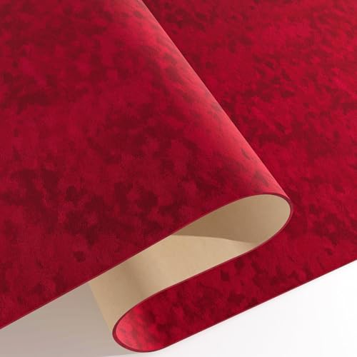 Decotalk Papier Peint Rouge Velours 40X300cm Adhesif pour Meuble Papier Peint Auto-Adhésif Salle de Bain Velours Vinyle Adhésif Pour Meuble Film Adhesif Pour...