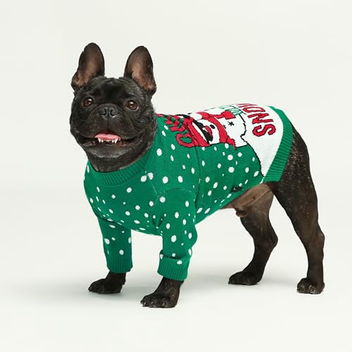Image of Fitwarm Chillin with My Snowmies Dog Ugly Christmas Sweater, Winter Dog Clothes for Small Dogs Girl Boy, Pet Holiday Sweatshirt, Xmas Snowman Outfit, Green, Red, White, XS
