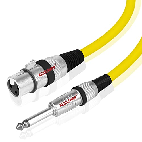 Image of Microphone Cable 3 Pin XLR Female to 1 /4 inch TS 6.35 mm Male 5 Meter /16 Feet, TS to XLR Female Cable For Dynamic Microphone,Amplifier... (YELLOW)
