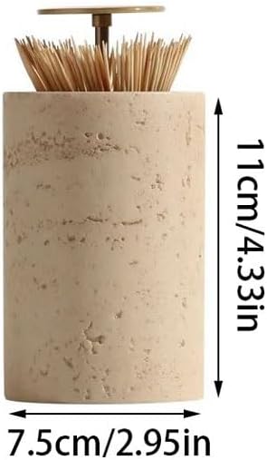 AMONG Toothpick Dispenser Toothpick Holder Household Push-Type Toothpick Box Living Room Dining Room Desktop Toothpick Jar Creative Ornaments Tooth Picks Container Case (Color : Gold)