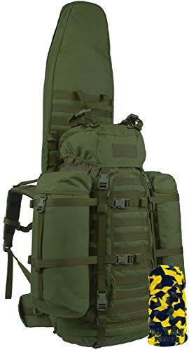 Wisport Mochila con Bolsa para Rifle + Ultrapower Tubular | Funda para Arma | Militar | Airsoft | Caza | 65 L | Cordura | ShotPack, Camuflaje:Olive Green