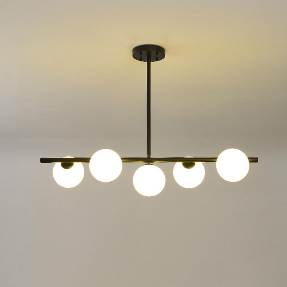 KXEcoLife Ceiling Pendant Light Fixture Nordic Globe Chandelier 5 Lights Modern Hanging Lamp for Kitchen Island Bedroom Dining