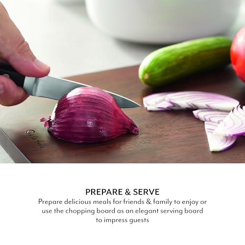 Sur La Table Medium Rectangular Chopping Board, Serving Board, Acacia Wood, Brushed Nickel Handle, Walnut Colour, SLT847102 - Image 4