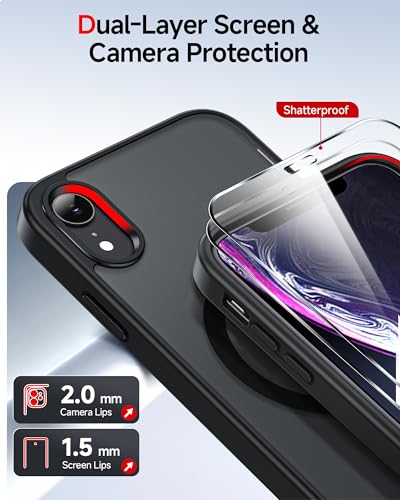 Image of LeYi for iPhone-XR Phone Case with Screen Protector X2 Camera Cover Black