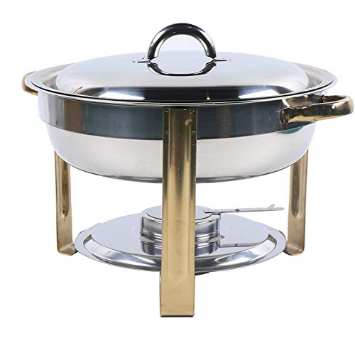 4L Rund Buffetwärmer Warmhaltegerät,Edelstahl Warmhaltebehälter mit einem Brennpastenbehälter und Lebensmittelpfanne, Speisewärmer, Behälter – Bild 6