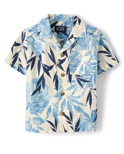 Image of The Children's Place Baby Boys' and Toddler Poplin Short Sleeve Button Down Shirt