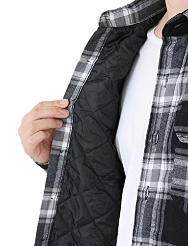 AIRNINE Men's Heavy Weight Quilted Lined Plaid Flannel Shirt Jacket (S to 5XL)4