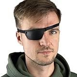 Premium Handmade Black Leather Eye Patch with Soft Foam Padding, Concave Adult Eye Patch for Men and Women for Lazy Eye Therapy, Cosplay, and Pirate Costume (Right)