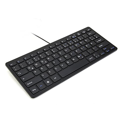 GMYLE Mini - Teclado con Cable (QWERTZ Alemán, USB),Negro