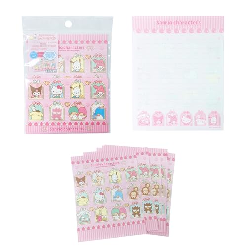 Image of Stationery Paper and Envelopes Letter Set - Writing Paper Stationery Set, Cute Stationery for Writing Paper Letters, Includes: 4 Envelopes, 8 Letter paper, & 4 Stickers (Mix Characters (no.63))
