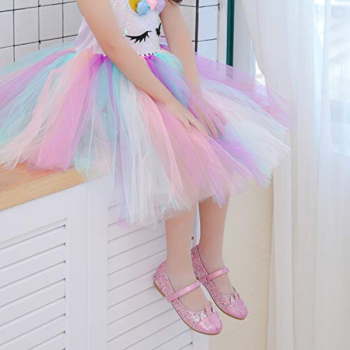 Furdeour Little Kids Glitter Dress Up Shoes Princess Formal Slipper Casual Cute Unicorn Flats Pink Ballet Flats Birthday Party Flower Girl Wedding Shoes(2502Pink 13) #TOP2