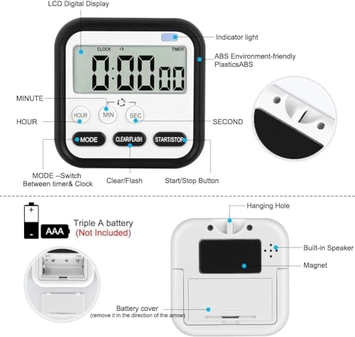 Image of Digital Alarm Clock for Students with Loud Alarm and Automatic Sensor, Time & Date Display - Table Clock for Home, Office, Bedroom, and Kitchen, Perfect for Heavy Sleepers (Black Stopwatch Timer)
