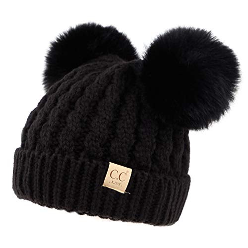 Image of C.C Exclusives Children Kid Double Pompom Knitted Beanie for Kids Ages 2-5 (KID-23)(KID-24)(KIDS-2055)