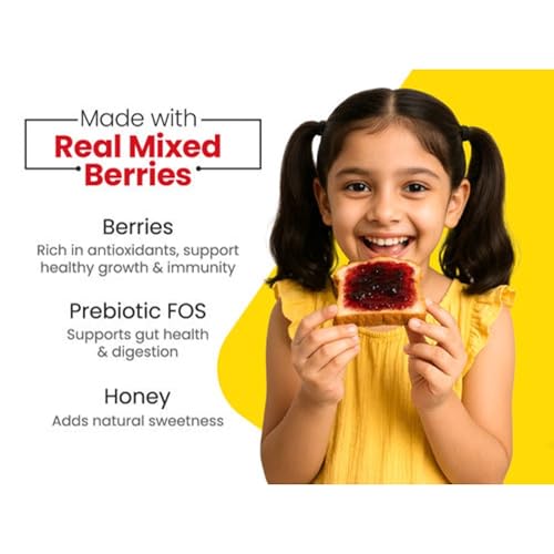 Image of Little Joys Mixed Berry Jam 250g | Natural Jam for Kids & Adults | High Fiber |No Refined Sugar, Preservatives or Artificial Flavors | Made with Real Juicy Berries | Healthy, Gut-Friendly Spread