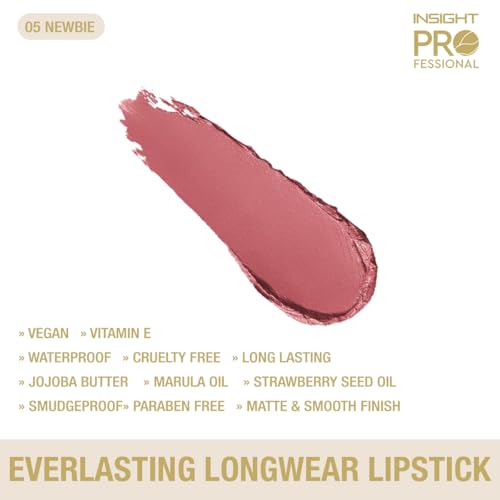 Image of INSIGHT Professional Everlasting Longwear Lipstick | Velvety Smooth Finish | Highly Pigmented | Transferproof,Waterproof,Smudgeproof | Infused with Vit E & Marula Oil - (Newbie) 2.5gm (Pack of 2)