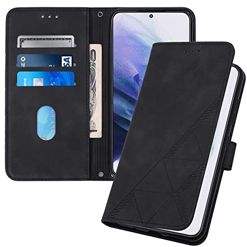 SIYOPINPFY Leather Case Compatible with Motorola Moto G34, Genuine Leather Wallet Case/Cover with Card Holder and Kickstand