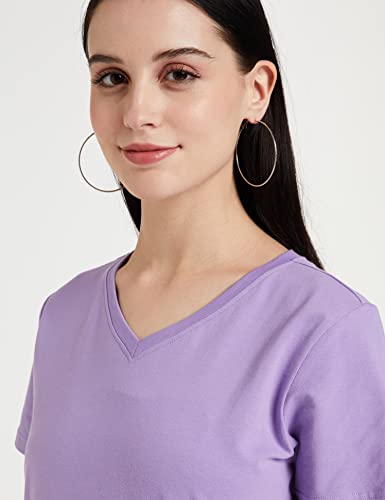 Image of Amazon Brand - Symbol Women Cotton Stretch Regular Fit V Neck Half Sleeve T-Shirt (Available in Plus Sizes)