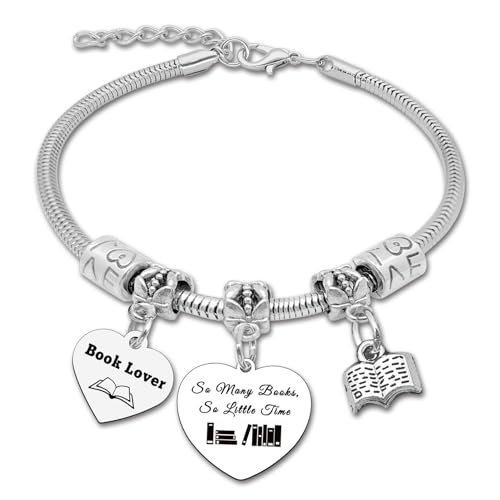 Book Lover Gifts for Women Book Bracelet Reading Gifts for Book Lovers Reader Gifts Daughter Birthday Gifts from Mom Granddaughter Gifts from Grandma Coworker Gifts Friendship Gifts from Sister