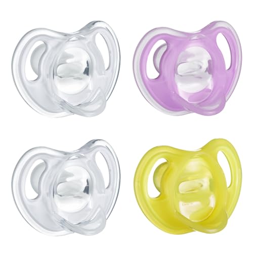 Image of Tommee Tippee Ultra-Light Silicone Pacifier, Symmetrical One-Piece Design, BPA-Free Silicone Binkies, 6-18m, 4-Count