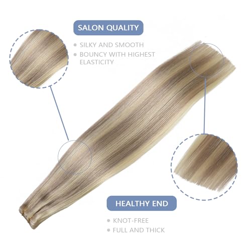 Image of COOKAYU Invisible Tape in Hair, Ash Blonde and Platinum Blonde Seamless Injected Tape in Human Hair Extensions 20pcs /pack 20Inch 45g Invisi Edge Extensions