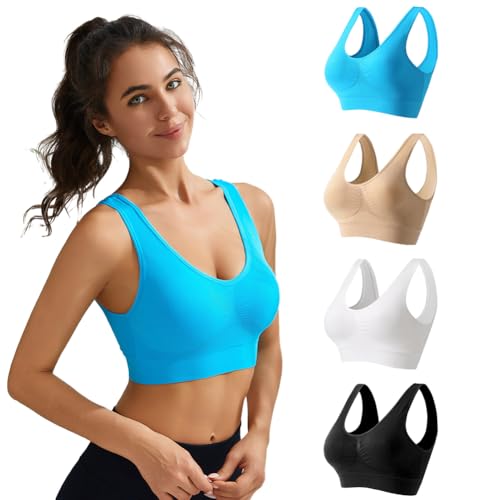 Catálogo de Deporte para Mujer comprados en linea. 43 JASUVII Brasier Deportivo Mujer, 4 Piezas Sujetador Recortada Tank Tops, Sujetador Deportiva sin Costuras Sostén sin Aros con Copas Acolchadas extraíbles, para Hacer...