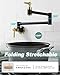 iVIGA Pot Filler Faucet, Brass Wall Mount Kitchen Faucet Black & Gold Folding Stretchable with Double Joint Swing Arm Single Hole 2 Handles for Kitchen, Stove Faucet