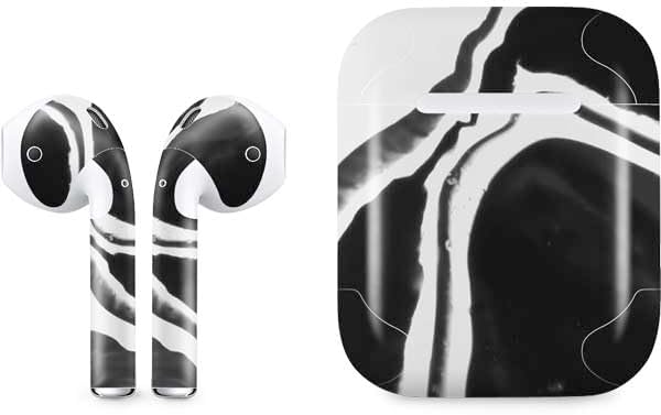 Skinit Decal Audio Skin Compatible with Apple AirPods - Black Marble Design