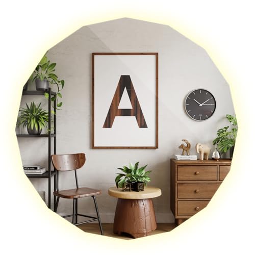 Tulup Grande Espejo Poligonal LED Sin Marco 100x100 cm con Iluminación Luz Neutra Moderno Minimalista Decoración Mural para Baño Dormitorio Corredor Comedor Salón Original Forma Retroiluminación