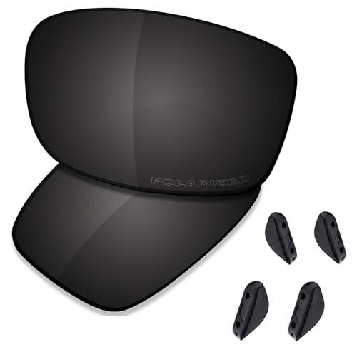 Image of SAUCER Premium Replacement Lenses & Nosepads for Oakley Fives(4+1) Squared OO9238 | Fives Squared Low Bridge Fit OO9214 Sunglasses High Definition - Carbon Black Polarized