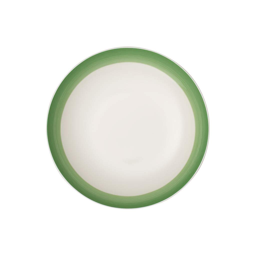 Villeroy & Boch Colourful Life Green Apple Shallow Bowl, 24 cm, Premium Porcelain, White/Green