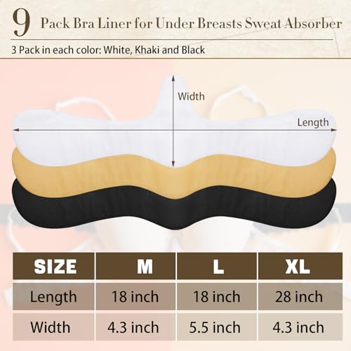 Boyiee 9 Pcs Cotton Bra Liners for Sweat Rash Liners Under Breasts Sweat Absorber Pads for Women Female3