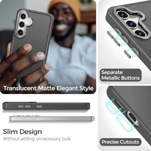 Image of DIZORO Polycarbonate Matte Case for Samsung S25 Plus 5G Translucent Frosted Hard Back Phone Case Anti-Fingerprint Anti-Slip Shockproof Protective Case Cover for Samsung Galaxy S25 Plus 5G Grey