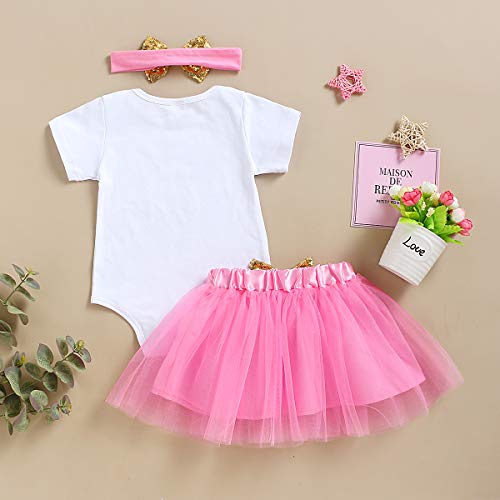 Grnshts Baby Girl Birthday Cake Smash Outfit Toddler Girl My 1St Birthday Romper Tutu Skirt With Headband Clothes Set (Hot Pink, 12-15 Months) #TOP2
