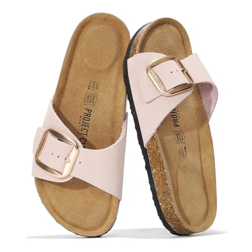 Image of Project Cloud 100% Genuine Leather Sandals Women Dressy Beach Essentials Slides for Women Footwear - Lightweight with Memory Foam Insole Sandals for Women 2026 - Womens Slides