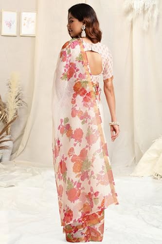Image of MIRCHI FASHION Lightweight Kota Doria Cotton Saree | Floral Printed Summer Saree for Women | Breathable Ethnic Daily Wear Saree with Blouse Piece