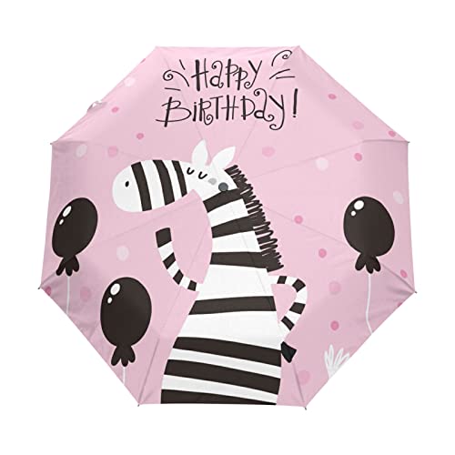 Ballon zébré noir blanc rose parapluie pliant automatique anti-UV